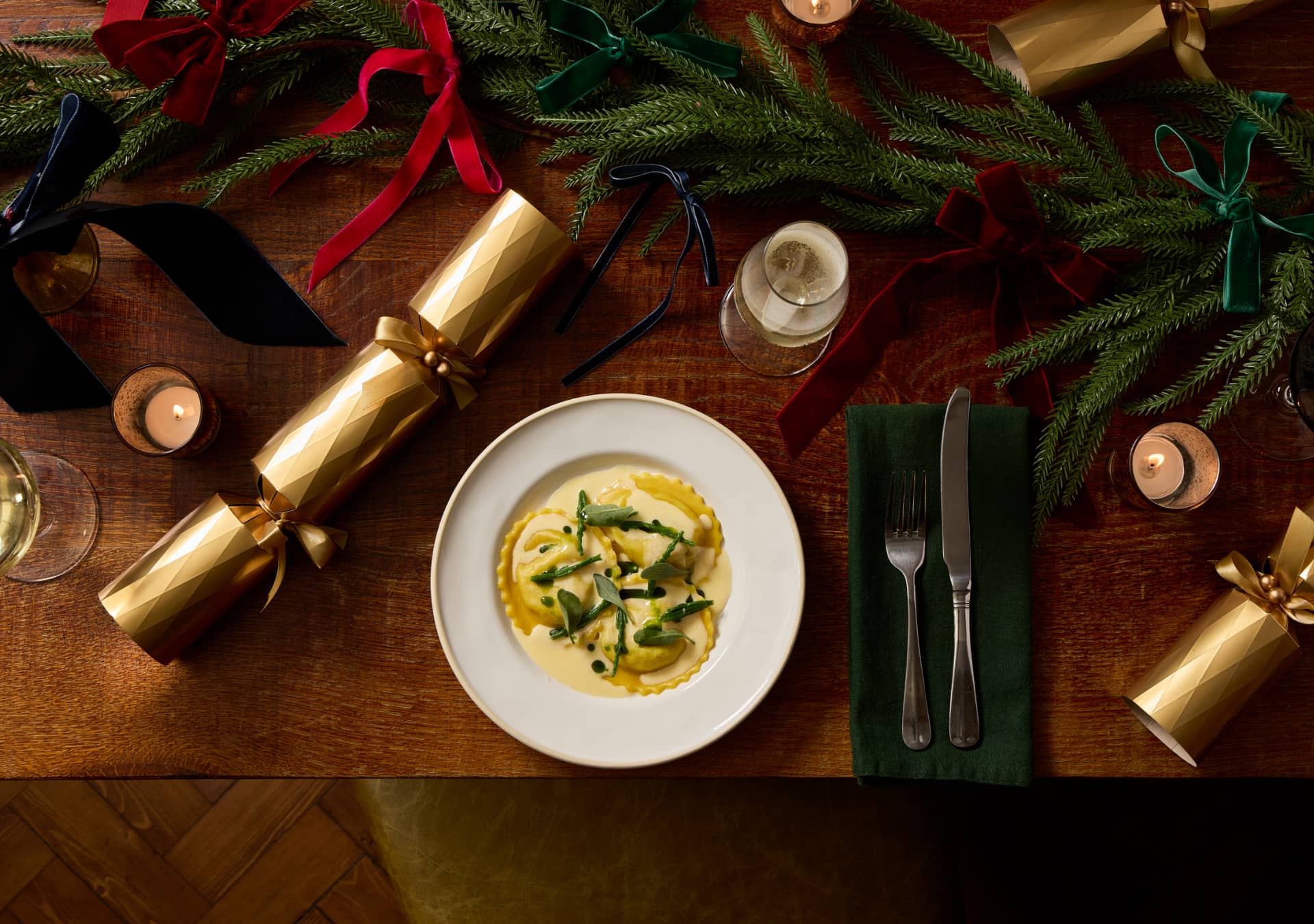 Festive ravioli dinner